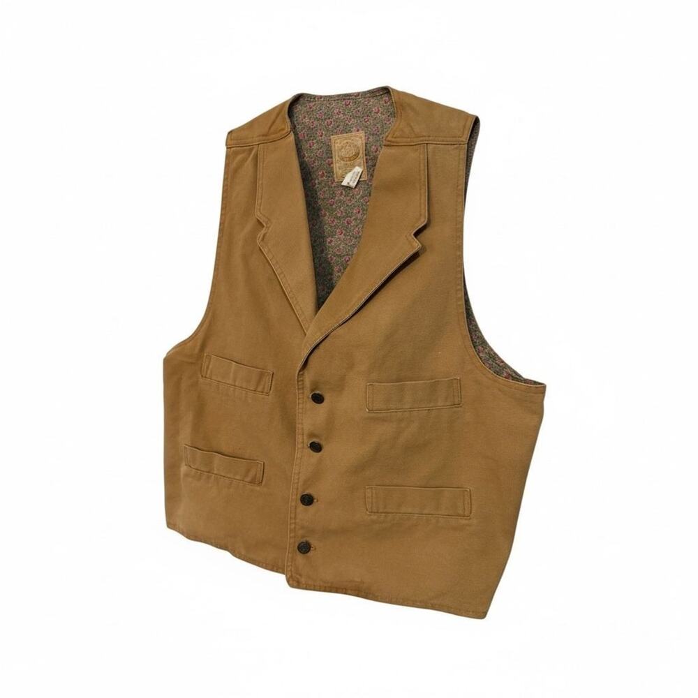 Vintage Wah Maker CARMEL Duck Canvas Waistcoat Cinch VEST SZ L